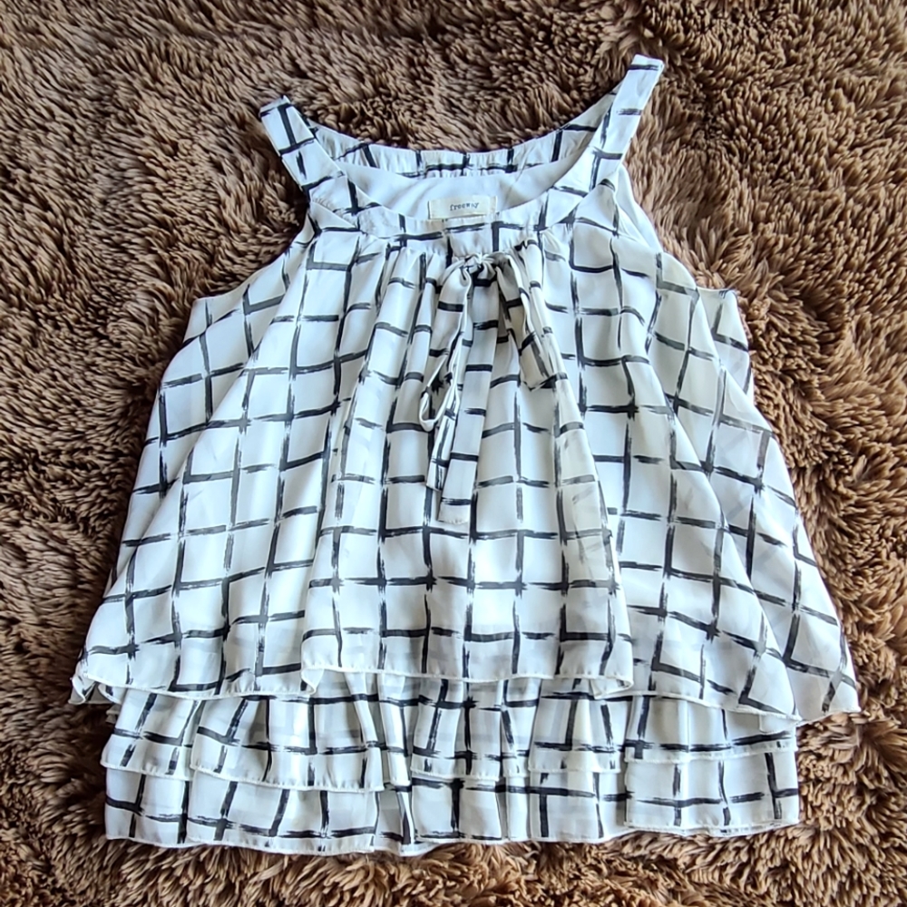 White and black flowy halter top